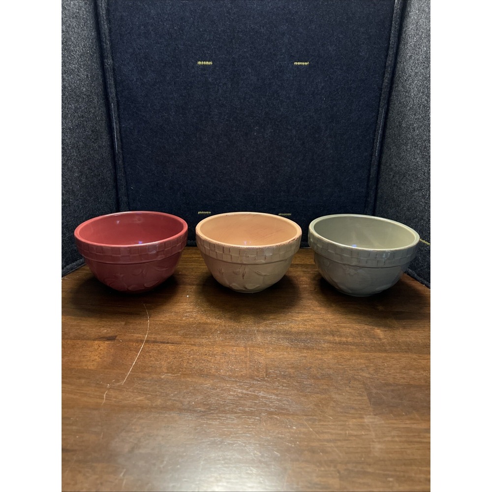 3 Signature Home Grown Coupe Cereal Soup Bowls Riviera Van‎ Beers Stoneware EUC